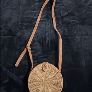 Tan Woven Crossbody Bag